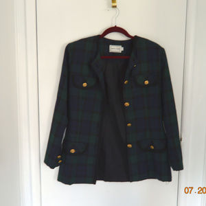 Plaid Misty Lane Jacket with Gold buttons,